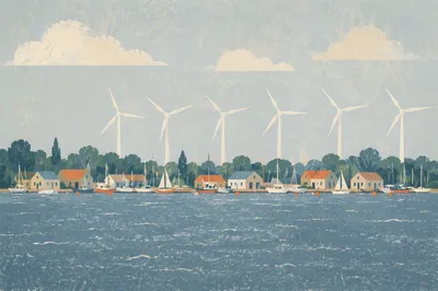 Coastal Wind Turbines Renewable Energy Landscape
