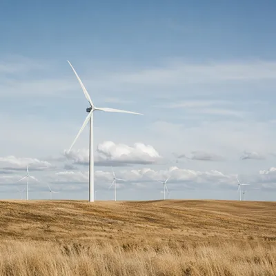 Wind Turbines Over Golden Grassland