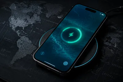 Glowing Smartphone on Wireless Charging Pad