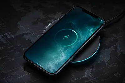 Glowing Smartphone on Wireless Charging Pad