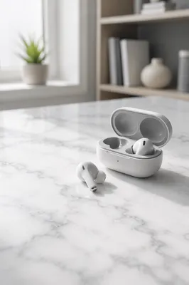 Minimal Wireless Earbuds on White Marble