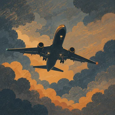 Airplane Climbing Through Dramatic Storm Clouds