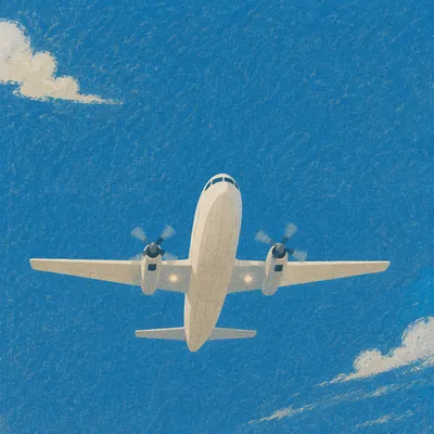 White Turboprop Airplane Crossing Blue Sky