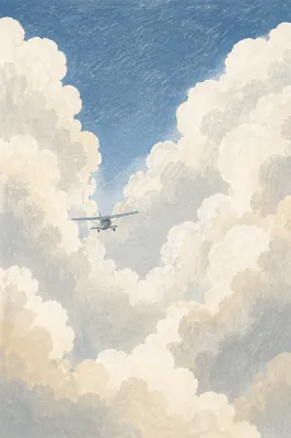 Small Airplane Above Towering Clouds