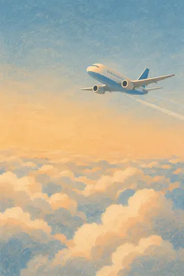 Passenger Airplane Above Morning Cloudscape