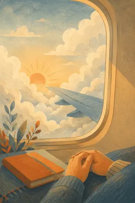 Peaceful Airplane Window Sunrise Journey