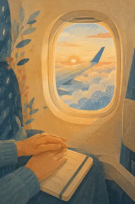 Peaceful Sunrise Flight Above Cloudy Skies