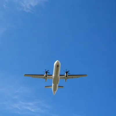 Airplane Flying Through Clear Blue Sky
