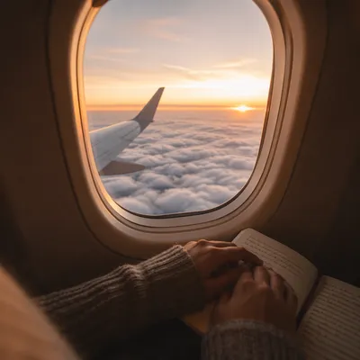 Peaceful Airplane Sunrise Above Cloudscape