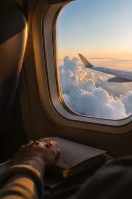 Peaceful Airplane Window Sunrise Journey