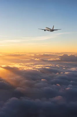 Airplane Above Morning Clouds