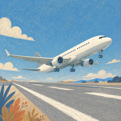 Airplane Taking Off Under Clear Blue Sky