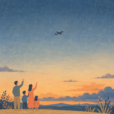 Airplane Taking Off Into Blue Sky