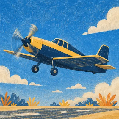 Propeller Airplane Takeoff Under Blue Sky