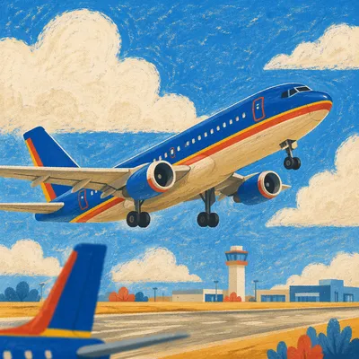 Passenger Airplane Taking Off Under Blue Sky