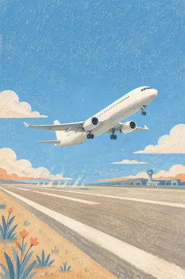 Airplane Taking Off Under Clear Blue Sky