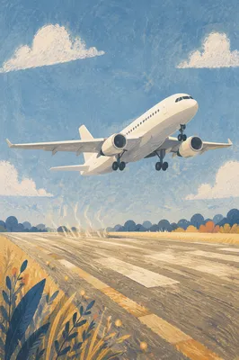 Airplane Taking Off Under Blue Sky