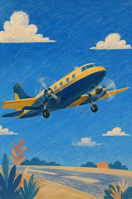Airplane Taking Off Into Blue Sky