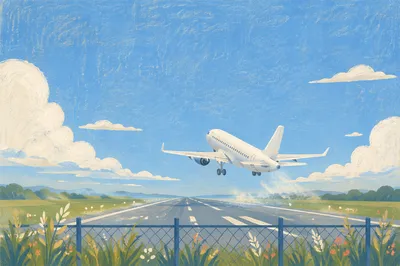Airplane Taking Off Under Clear Blue Sky