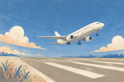 Airplane Taking Off Under Clear Blue Sky