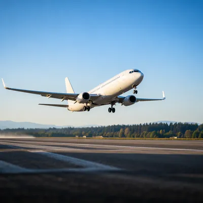 Passenger Airplane Taking Off Under Blue Sky