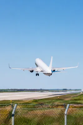 Passenger Airplane Taking Off Under Blue Sky