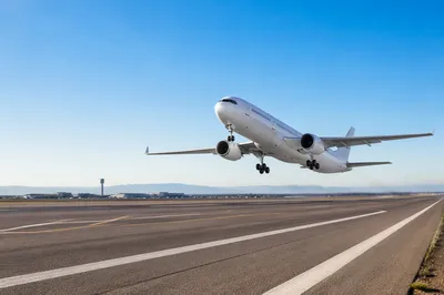 Passenger Airplane Taking Off Under Blue Sky