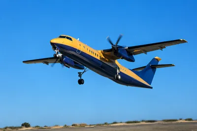 Propeller Airplane Taking Off Blue Sky