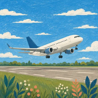 Passenger Airplane Taking Off Under Blue Sky