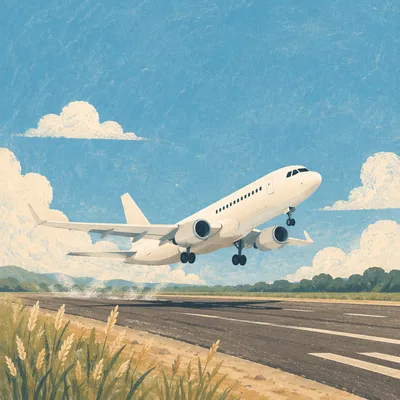 Airplane Taking Off Under Clear Blue Sky