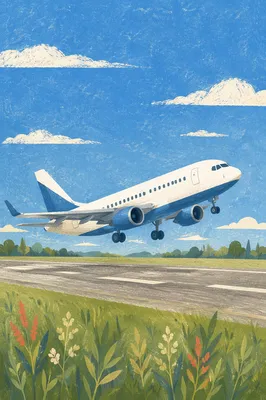 Passenger Airplane Taking Off Under Blue Sky
