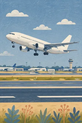 Passenger Jet Taking Off Under Blue Sky