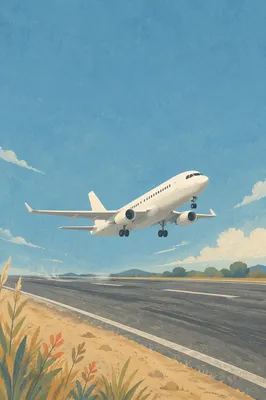 Airplane Taking Off Under Clear Blue Sky
