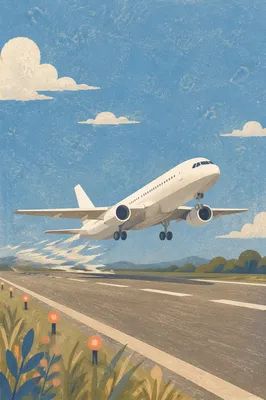 Airplane Taking Off Under Clear Blue Sky