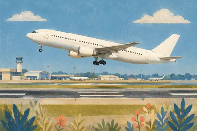 Passenger Jet Takeoff Under Blue Sky