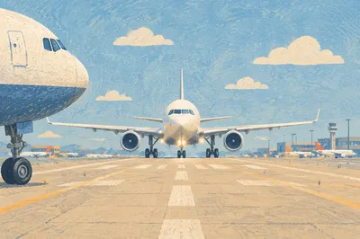 Airplane Taking Off Under Blue Sky