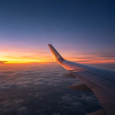 Sunrise Airplane Wing Above Soft Clouds