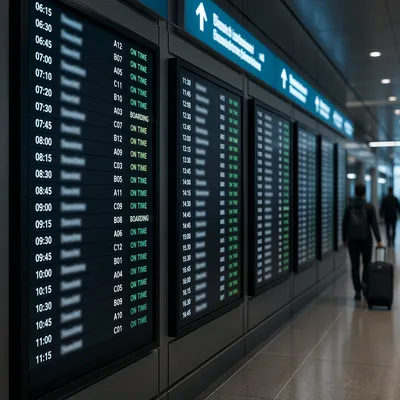 Airport Departures Board in Modern Terminal