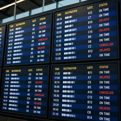 Airport Departure Board Travel Schedule Close Up