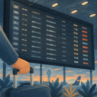 Quiet Airport Departure Board at Dawn