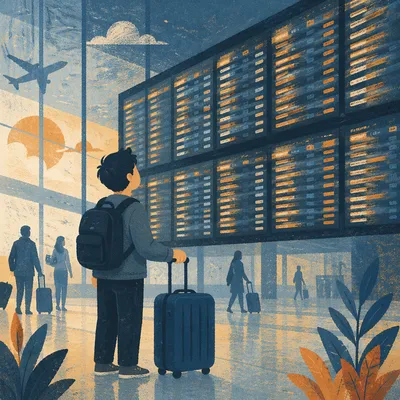 Airport Departure Board at Dawn