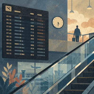 Airport Departure Board at Dawn