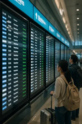 Airport Departure Board in Modern Terminal