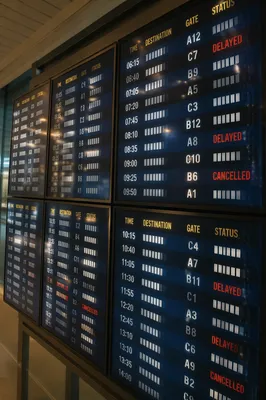 Airport Departure Board With Flight Schedule