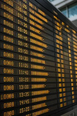 Amber Airport Departure Board Close Up
