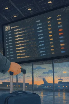 Quiet Airport Departure Board at Dawn