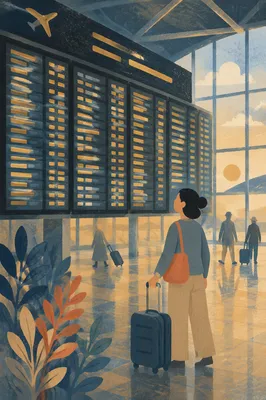 Airport Departure Board at Dawn