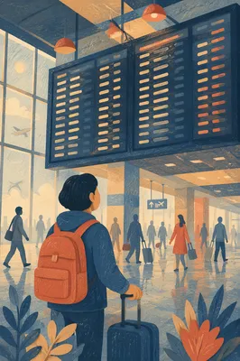 Airport Departure Board at Dawn