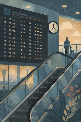 Airport Departure Board at Dawn