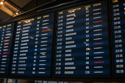 Airport Departure Board with Flight Schedule